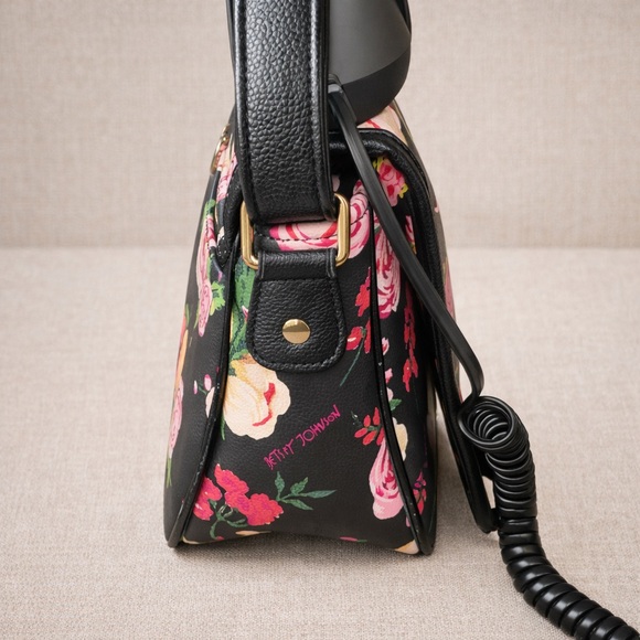 BETSEY JOHNSON novelty phone bag faux leather floral crossbody handbag - Picture 5 of 15